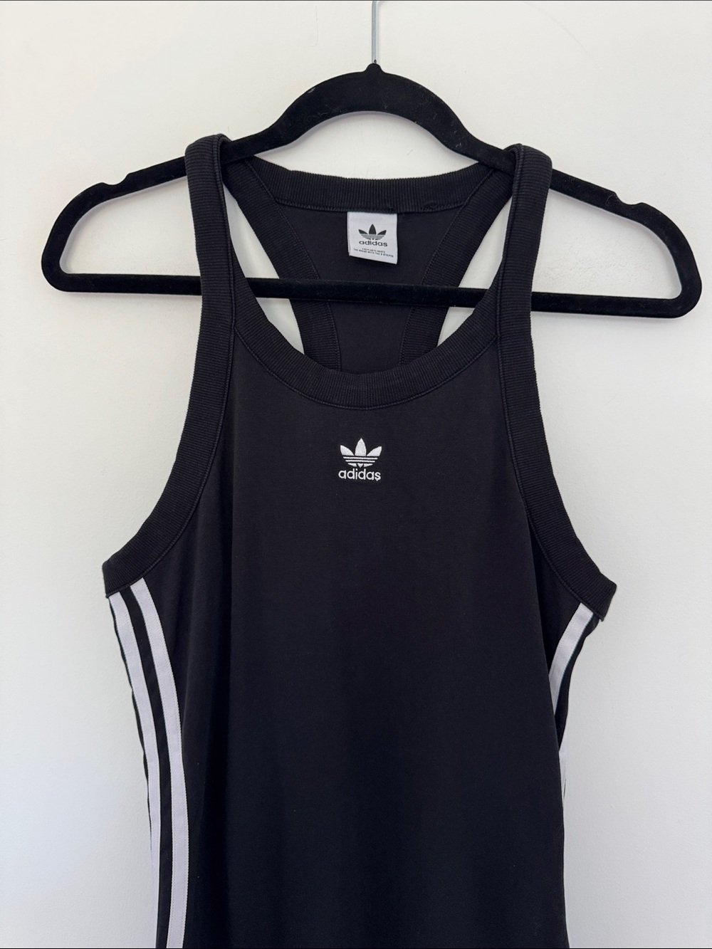 adidas Black Midi Racerback Dress with White Side Stripes - Size S/M? - Picture 2 of 6